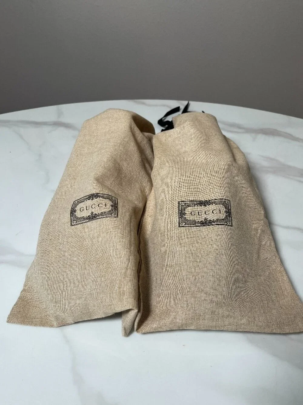 Gucci Beige Linen Drawstring Shoe Storage Bags